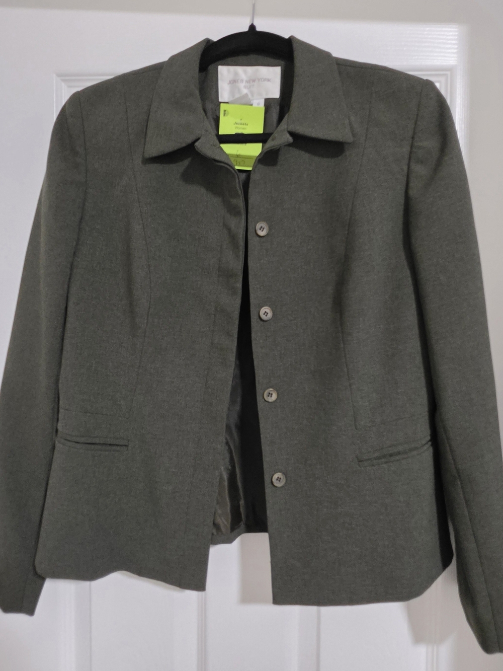 Jones New York Olive Green Single-Breasted Blazer